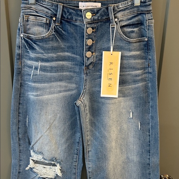 Risen Jeans Denim - Risen Women's High Rise Blue Distressed Jeans